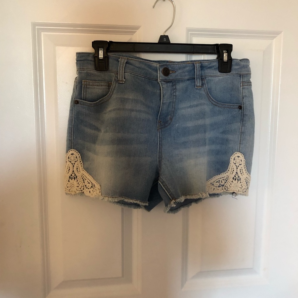 Trendy ripped jean shorts